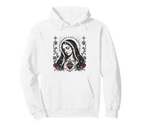 Virgen María Sagrado Corazón Cristiano Gótico Rosas Católicas Sudadera con Capucha