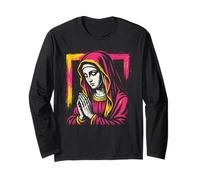 Virgen María - Vintage Graphic Christian Faith Manga Larga