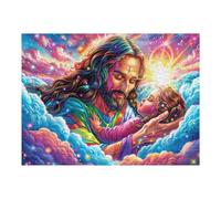 Virgen María y el Niño Puzzles 500 Piezas Decorativo Coleccionable Haze Radiance Cosmos Obra De Arte Rompecabezas Familiar para Adultos Desafío Avanzado DIY Creativo 500 PCS