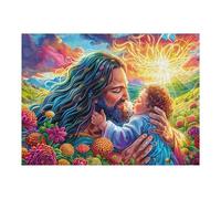 Virgen María y el Niño Puzzles 500 Piezas Obra De Arte 3D Familiar Happy Time Rompecabezas para Adultos Aliviar Estrés Decoración Hogar Moderno DIY 500 PCS