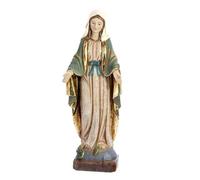 Virgen Milagrosa figura 31 cm. escultura peana medallas laterales rayos