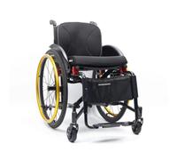 Virgil - Silla de ruedas de aluminio ligera autopropulsada, silla de transporte deportiva plegable con frenos de tijera, ruedas traseras de liberación rápida y neumáticos a prueba de pinchazos, ayuda