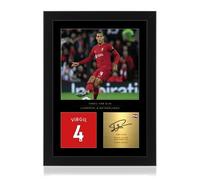 Virgil Van Dijk - Pantalla fotográfica enmarcada A4, firma digital reproducida, regalo para los fanáticos del Liverpool