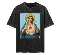 Virgin Mary Easter Jesus Present Men's T-Shirt Unisex Black Cotton Print tee Shirts XL