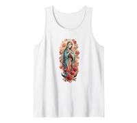 Virgin Mary Our Lady of Guadalupe Colorful Catholic Graphic Camiseta sin Mangas