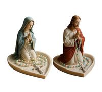 Virgin Mary Rosary Holder, Porta-rosario de Jesús y María Rezando, Adornos Católicos Estatua de Nuestra Señora las Gracias, Elegante Recuerdo Religioso para Rosario, Collar y Anillos(Mary+Jesus)