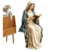 Virgin Mary Sitting Statue - Resin Mother Mary Reading Sculpture | Religious Blessed Mother Bookshelf Decor Figurine | For Home, Living Room, Study Room, Office Desk, Library & Faith Inspired Gift