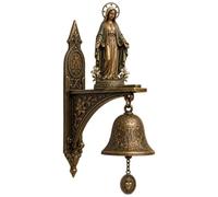 Virgin Mary Wall Bell - Catholic Religious Decor | Antique Finish Metal
