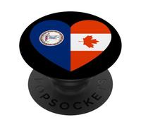 Virginia and Canada Flags: Heart Shaped Unity PopSockets PopGrip Adhesivo