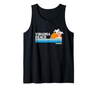 Virginia Beach Tropical Vacaciones Vintage 80s Estilo Atardecer Camiseta sin Mangas