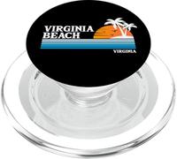Virginia Beach Tropical Vacaciones Vintage 80s Estilo Atardecer PopSockets PopGrip para MagSafe