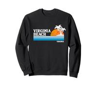 Virginia Beach Tropical Vacaciones Vintage 80s Estilo Atardecer Sudadera
