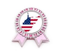 Virginia USA West Map Stars Stripes Flag Shape Badge Pin Pink Winner Award Medal, Medium, Metal