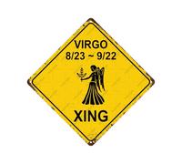 Virgo Animal signo del zodiaco Cruz Xing Vintage Metal Cartel de estaño, decoración del hogar, decoración de habitación, decoración de pared, decoración de baño, decoración de bar, decoración de