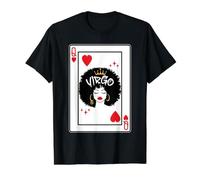Virgo Astrologia Negra Reina Corazon Blackjack Cartas Poker Camiseta gráfica económica, Hombre, Negro, XL