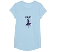 Virgo Celestial Maiden Zodiac Astrología Estrella Diosa Camiseta, Niñas, Azul Bebé, Pequeña