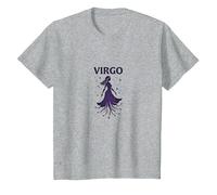 Virgo Celestial Maiden Zodiac Astrología Estrella Diosa Camiseta, Niños, Gris Jaspeado, 2 años