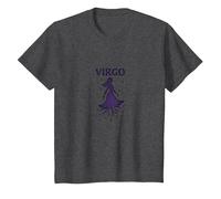 Virgo Celestial Maiden Zodiac Astrología Estrella Diosa Camiseta, Niños, Jaspeado Oscuro, 6 años