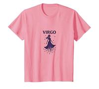 Virgo Celestial Maiden Zodiac Astrología Estrella Diosa Camiseta, Niños, Rosado, 2 años