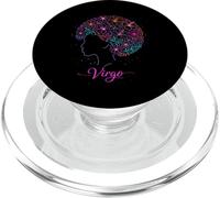 Virgo Floral Afro Negro Melanina Signo del Zodiaco Astrología PopSockets PopGrip para MagSafe