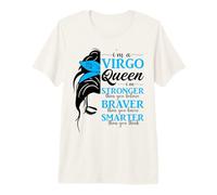 Virgo Queen Septiembre Agosto Cumpleaños Moño desordenado Signo del Zodiaco Camiseta Premium