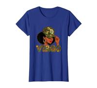 Virgo Queen Virgo Signo del Zodiaco Camo Afro Girl Camiseta, Mujer, Azul Real, 3XL