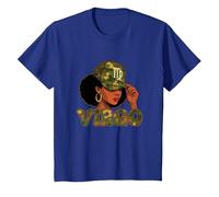Virgo Queen Virgo Signo del Zodiaco Camo Afro Girl Camiseta, Niños, Azul Real, 3 años
