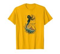 Virgo Signo de Tierra Diosa Arte Celestial Místico para Mujeres Camiseta, Hombre, Dorado Brillante, L