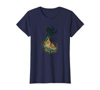 Virgo Signo de Tierra Diosa Arte Celestial Místico para Mujeres Camiseta, Mujer, Azul Marino, XL
