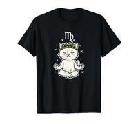 Virgo Zen Cat Astrología Camiseta gráfica económica, Hombre, Negro, XL