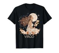 Virgo Zodiac Boho Floral Luna Celestial Astrología Mujeres Camiseta