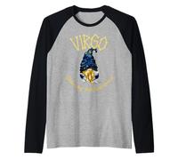 Virgo Zodiac Gnomo Astrología Diseño Celestial Camiseta Manga Raglan