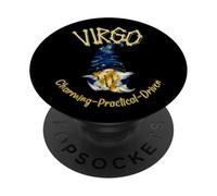 Virgo Zodiac Gnomo Astrología Diseño Celestial PopSockets PopGrip Adhesivo