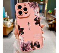 VirgoCCY Funda para iPhone 11 Pro Max con versículo bíblico, bonita cruz simple con diseño de flores, TPU suave a prueba de golpes, funda protectora para niñas y mujeres, color rosa