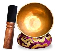VIRHEA Cuenco Tibetano - Cuenco de 7 Metales Hecho a Mano de Nepal + Cojín + Mazo de Madera + Caja Lokta - Ideal para Meditación y Terapia de Sonido