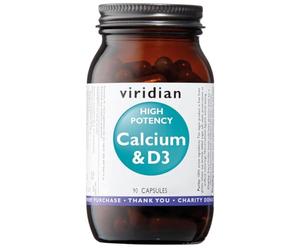 Viridian High Potency Calcium & Vitamin D3 | Calcio y Vitamina D3 de Alta Potencia, Suplemento Vegano - 90 cápsulas