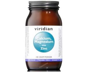 VIRIDIAN Suplemento en Polvo Calcio Magnesio Zinc con Vitamina C 100 Gr - Vegano y Kosher - Complemento Alimenticio para Huesos, Músculos, Piel y Uñas