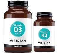 Viridian Vit. K2 50ug 30 Cápsulas Veganas + Vit. D3 Vegana 2000 IU 60 Cápsulas