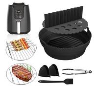 VIRIECH Molde de Silicona para Freidora de Aire Ninja Max AF160EU 5.2L - Accesorios Reutilizables con Brochetas, Pincel de Aceite y Clip Antideslizante para COSORI 4.7-5.5L y Cecotec 5.5L