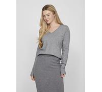 VILA Jersey con cuello de pico de punto fino. Color medium grey
