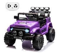 Virimolo - Coche eléctrico para niños, 12 V, mando a distancia, 2,4 G, arranque de una tecla, LED delantero y trasero, Bluetooth USB, suspensión trasera, doble puerta, cinturón de seguridad, para