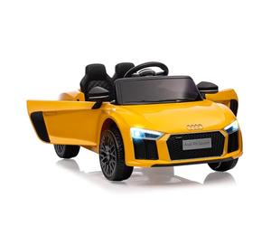 Virimolo Coche eléctrico para niños Audi R8 con licencia 6 V, motor doble, mando a distancia 2,4 G, arranque progresivo, LED delantero trasero, doble puerta, suspensión completa, USB SD, para niños de