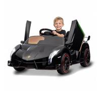 Virimolo Coche eléctrico para niños, Lamborghini, batería Longwei de 12 V 7 Ah con cargador Sandan, puertas de tijera, mando a distancia de 2,4 GHz, faros LED y música, coche eléctrico para niños