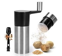 Virklyee Molinillo de nuez moscada,Molinillo manual para nuez moscada,Acero inoxidable, para especias frescas, Fácil de limpiar y adecuado para cocinar(Negro)