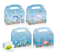 virkwuy 12 Piezas Bajo el Mar Cajas de Favor Cajas, Animales del Océano Tema Favor Caja, Bolsa de Regalo Mundo Submarino, en Caja de Cartón Portátil, para el Consumo en el Hogar, Colección Personal