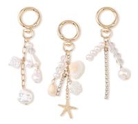 virkwuy 3 Piezas Charms para Bolsos, Bag Charms, Adornos para Bolsos, Llavero de Concha de Playa para Colgar en Bolsas de Cercanías y Mochilas Escolares, Adecuado para Personas Regalo, Mujeres