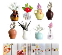 virkwuy 8 Piezas Mini Jarrón Imán, Jarrones Bud Magnéticos, Mini Imanes de Cerámica para Frigorífico, Objetos Decorativos Magnéticos Todoterreno para el Hogar, Oficina, los Viajes y Otros Escenarios