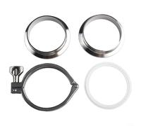 Virola de soldadura sanitaria de acero inoxidable de 3/4 de 4 pulgadas con triple abrazadera, juego de juntas de PTFE, para tamaños de tubería de 19 mm a 102 mm, construcción (38 mm)