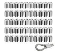 Virolas De Aluminio, 50 Piezas 4mm Manguito De Bucle De Aluminio Dobles, Bucles De Engarce, Cable Doble Manguito, Manguitos De Cable De Acero, Abrazaderas De Cuerda De Doble Manguito