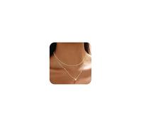 VIROMY 14K Chapado en Oro de Circonio Colgante Collar en Capas Sparkling Twist Cadena de Cuerda Collar Dorado Mujer